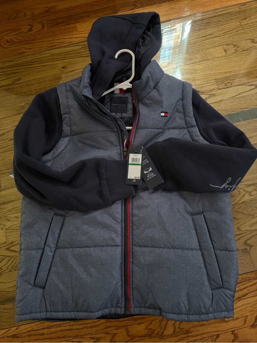 Tommy Hilfiger Kids' Navy & Gray Hooded Puffer Jacket NWT BRAND NEW